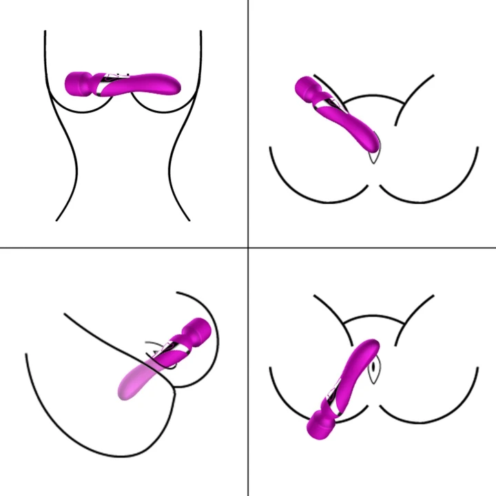 Masażer silikonowy podwójny - 14 trybów wibracji, ładowanie USB, wodoodporny