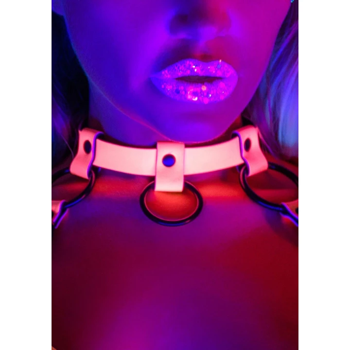 Uprząż biustonosza TABOOM Glow In The Dark - różowa, świecąca, z otwartymi miseczkami