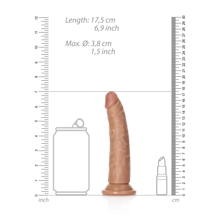 Dildo Real Rock - Smukły, realistyczny, zakrzywiony, przyssawka, 15,5 cm