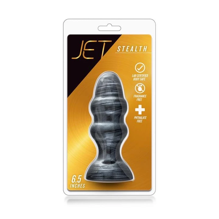 Wtyk analny JET Stealth - PVC, 6,5 cala, czarny metalik, baza antypoślizgowa