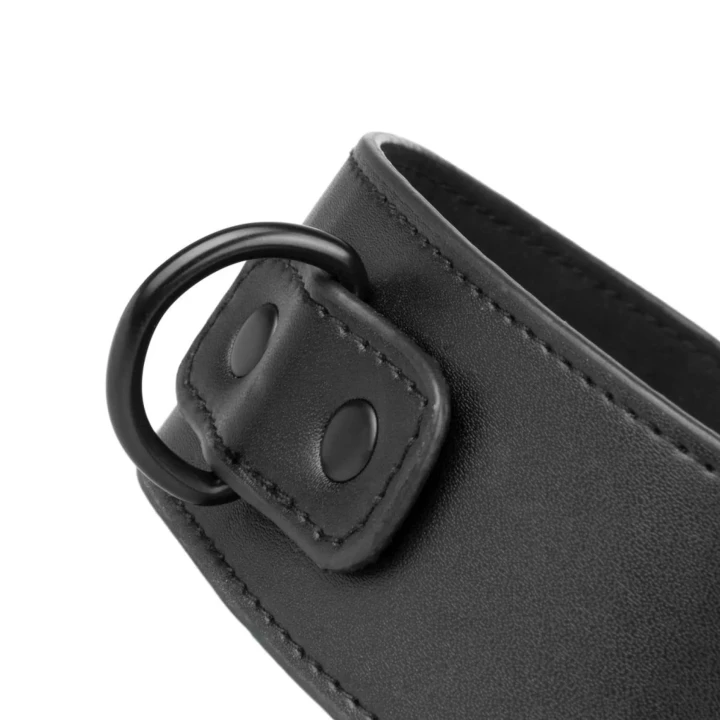 Obroża i kajdanki BDSM - Bedroom Fantasies, skóra syntetyczna, regulowane 21-33 cm