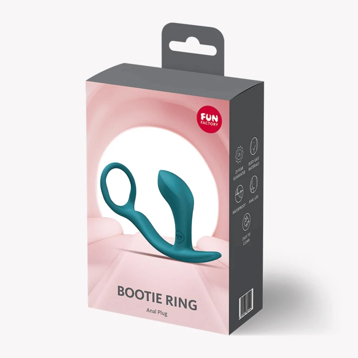 Pierścień erekcyjny z plugiem analnym Bootie Ring – silikonowy, butelkowozielony, 6,3 cm