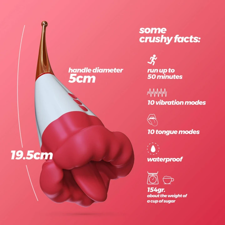 Stymulator podwójny Crushious Jagger 19,5 cm, 10 trybów wibracji, silikonowy