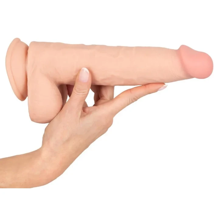 Dildo Nature Skin z ruchomą skórą 25 cm, TPE, długość wkładania 18,7 cm, średnica 4,9 cm