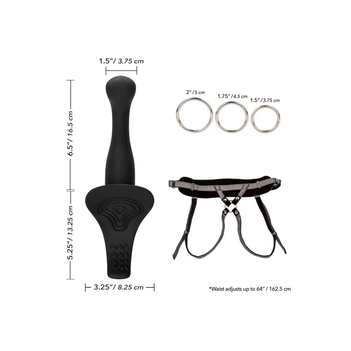 Wibrator do stosunków z regulacją - Her Royal Harness, 7 funk. wibracji, skórka wegańska