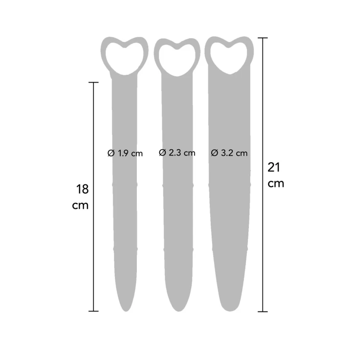 Dilatatory waginalne silikonowe 3szt. Pink - S 1.9 cm, M 2.3 cm, L 3.2 cm, długość 21 cm