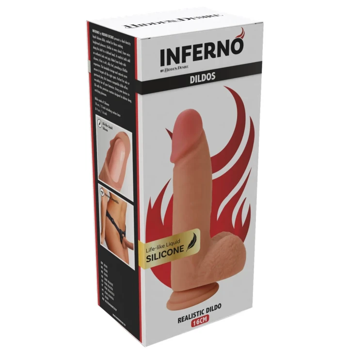 Dildo INFERNO HIDDEN DESIRE, Silikon, 16 cm, Przyssawka, Realistyczny wygląd