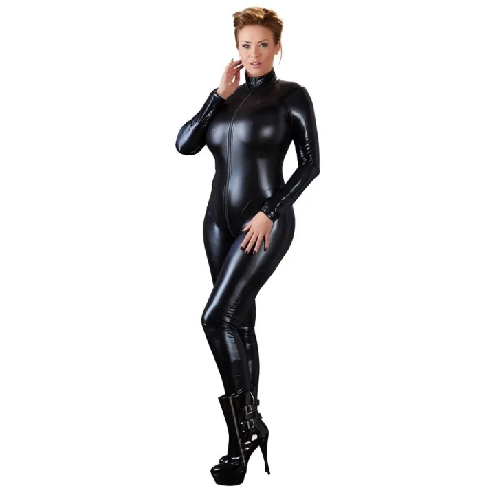 Kombinezon COTTELLI LINGERIE 4XL, dopasowany, długie rękawy, z kołnierzem