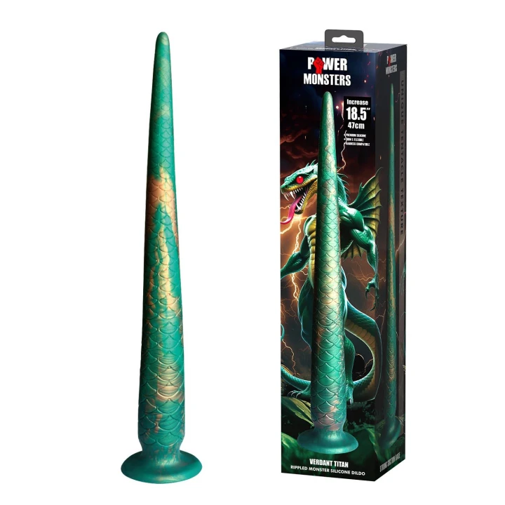 Dildo Power Monsters Verdant Titan, 47 cm, 4,9 cm, z przyssawką