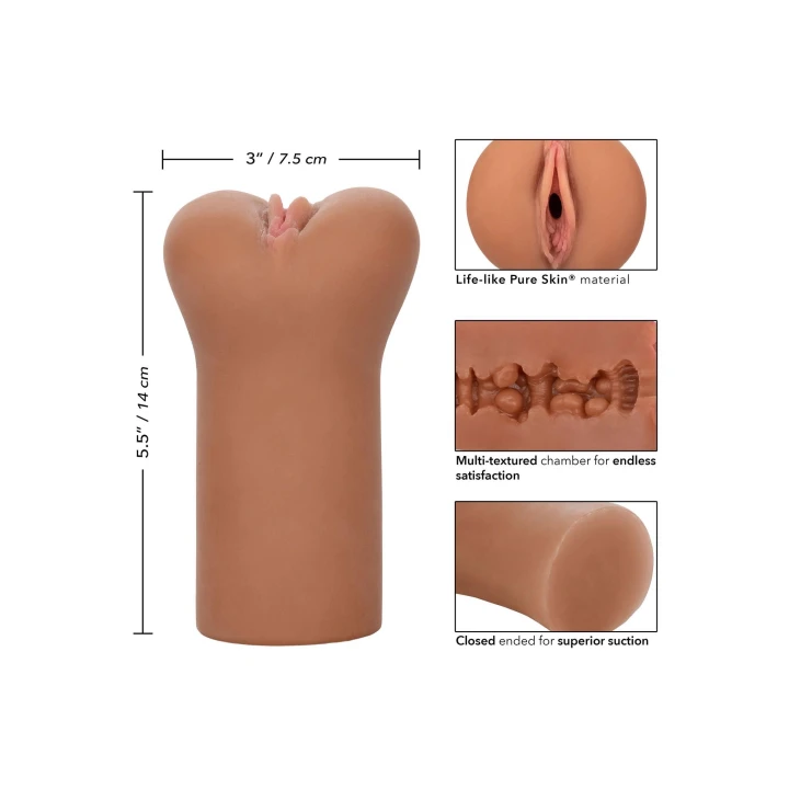 Wibrator Boundless Vulva, TPE, 14 cm, wodoodporny, kolor skóry karmelowej