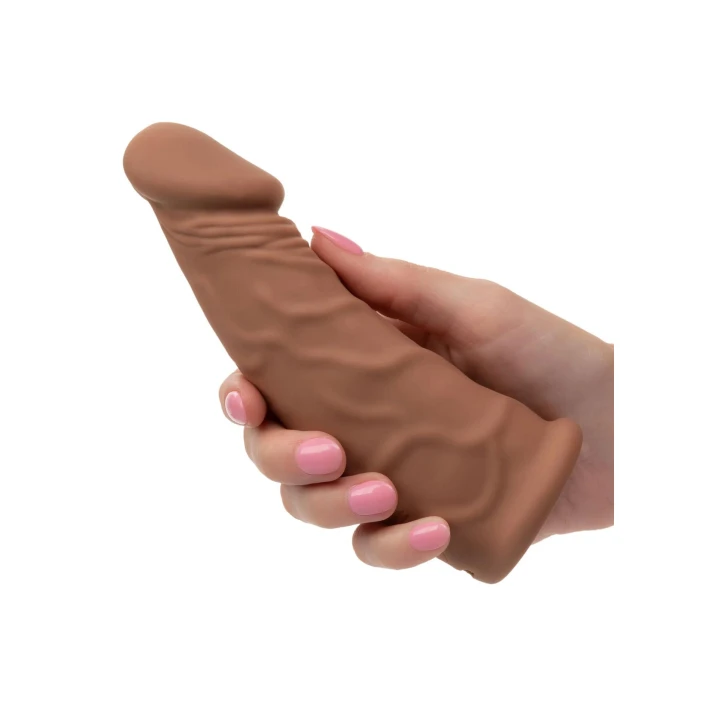 Przedłużenie wibracyjne 7 cali Caramel - silikon, 10 trybów wibracji, wodoodporne IPX7