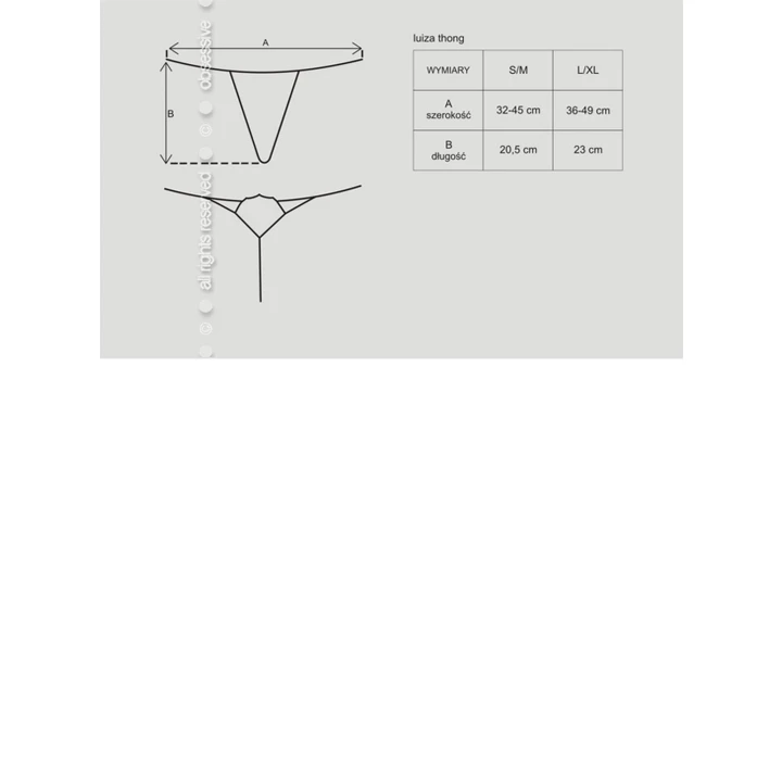 Stringi Luiza OBSESSIVE, L/XL, gładki materiał, ażurowa aplikacja kwiatowa