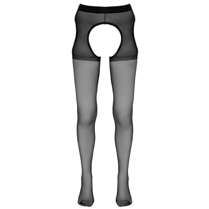 Rajstopy do pończoch COTTELLI LINGERIE, czarne z koronkowym wykończeniem, L/XL