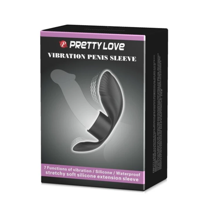 Pierścień wibracyjny - PRETTY LOVE, 7 funkcji, silikonowy, czarny, akumulator USB