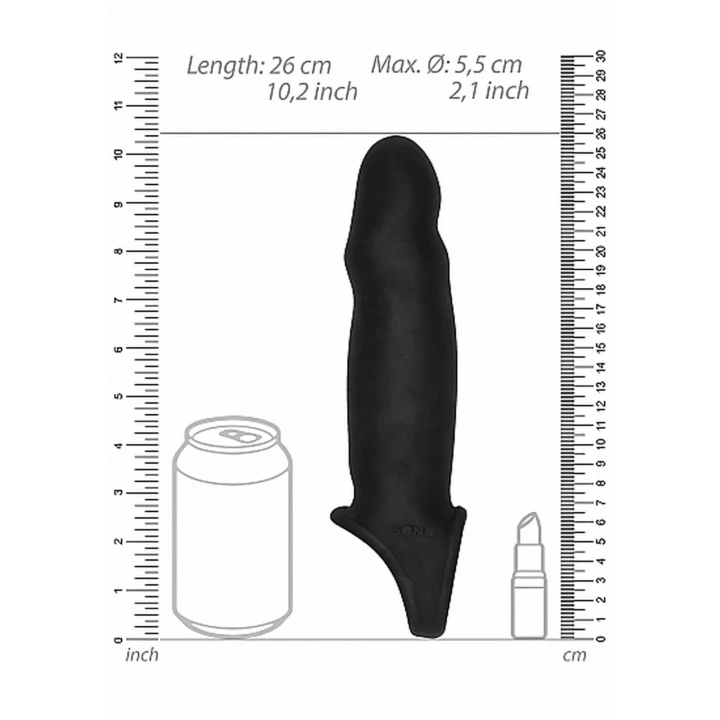 Przedłużacz penisa No.17 - czarny, 35 mm, wodoodporny, miękki TPE
