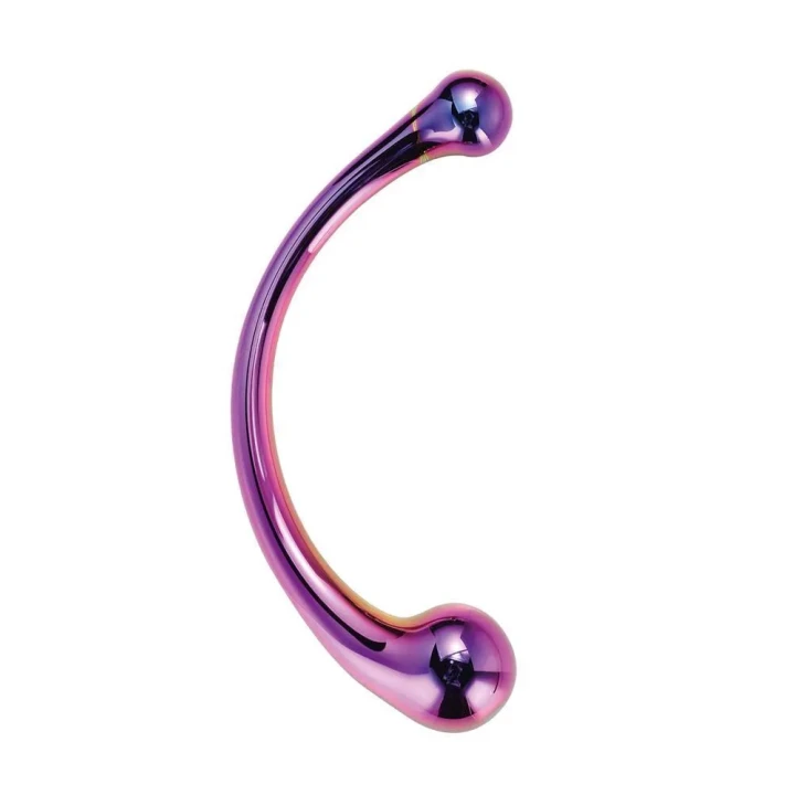 Wibrator szklany podwójnie zakończony, seria GLAMOUR, 21 cm długości, 3,8 cm szerokości