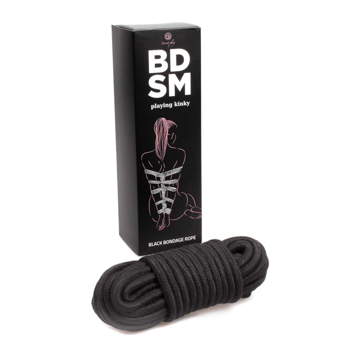 Lina do wiązania Shibari - Czarna, 10 m, Bawełna + Poliester, 0,6 cm średnicy