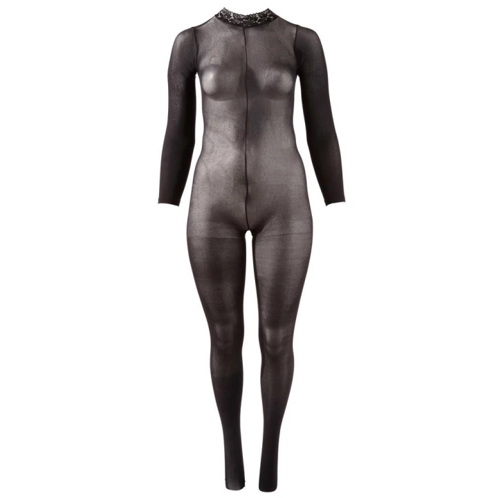 Catsuit otwarty XL-XXL, 100% poliamid, koronkowy kołnierz, miękka jakość