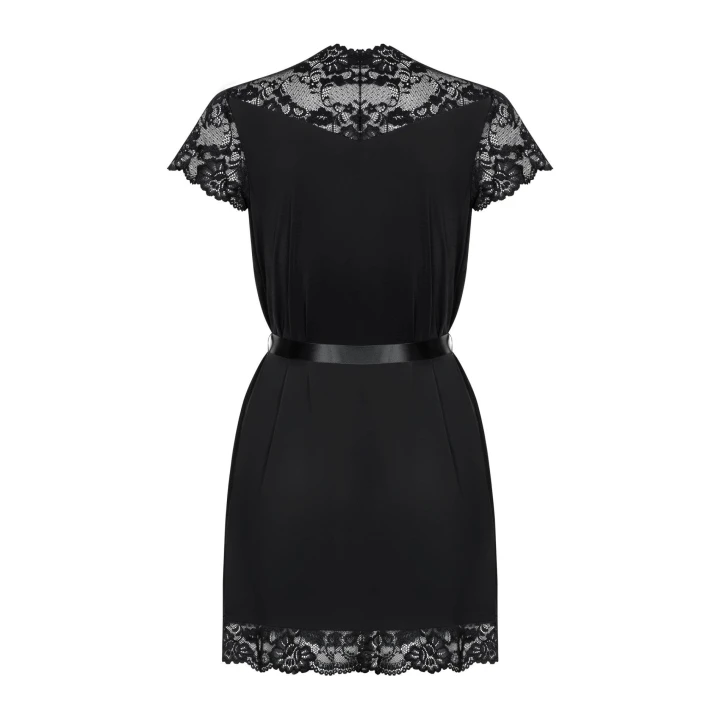 Szlafrok OBSESSIVE 810-PEI, czarny, L/XL, elegancki, komfortowy, wysoka jakość materiału