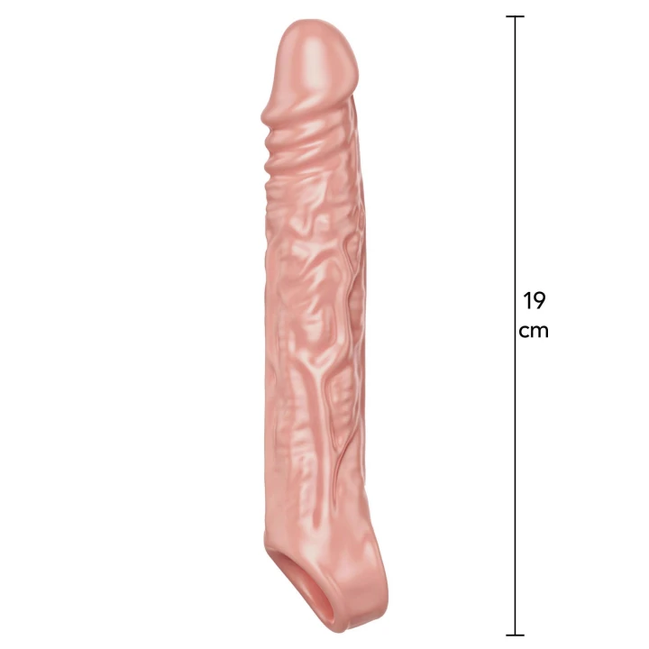 Nakładka erekcyjna ToyJoy Get Real – Duża, długość 19 cm, średnica 3,5 cm, TPE