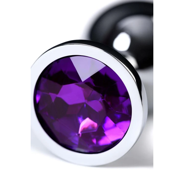 Korek analny TOYFA Metal, średni, srebrny, długość 8 cm, z ametystowym kamieniem