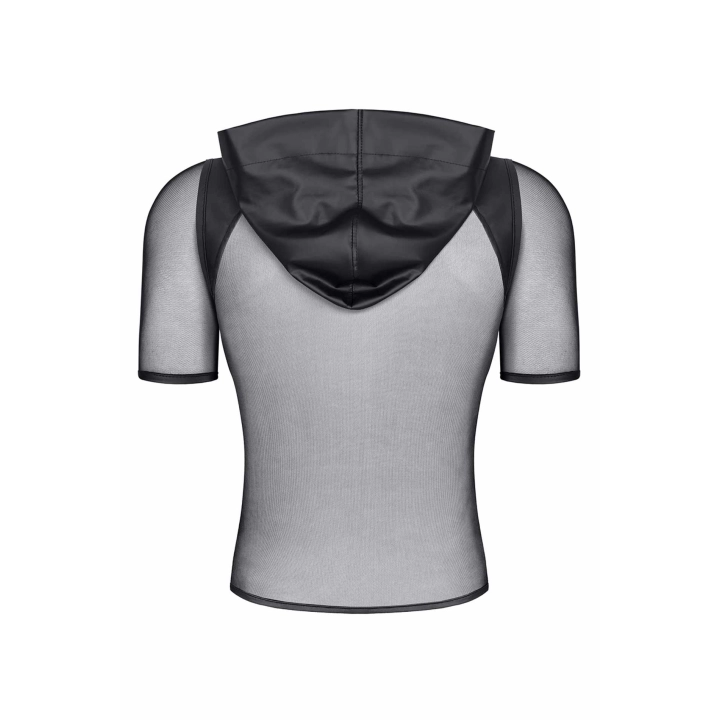 T-shirt REGNES FETISH PLANET — siateczkowy, transparentny, kaptur wetlook S