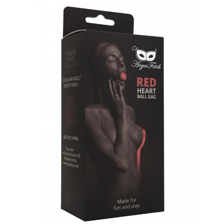 Knebel kulkowy - Skóra PU, regulowany, czerwoną nitką, średnica kuli 4,5 cm