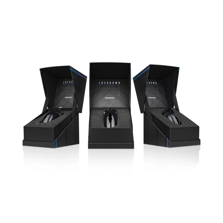 Klatka cnoty Lockdown Duża - 5 pierścieni, metalowa kłódka, otwór do oddawania moczu