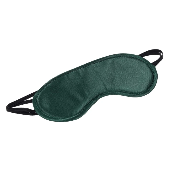 Opaska na oczy (blindfold) Indica — satyna zielona, miękkie wypełnienie, elastyczne paski