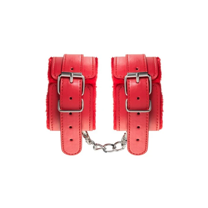 Kajdanki erotyczne Anonymo, skóra naturalna, welurowe wyściełanie, 27 cm