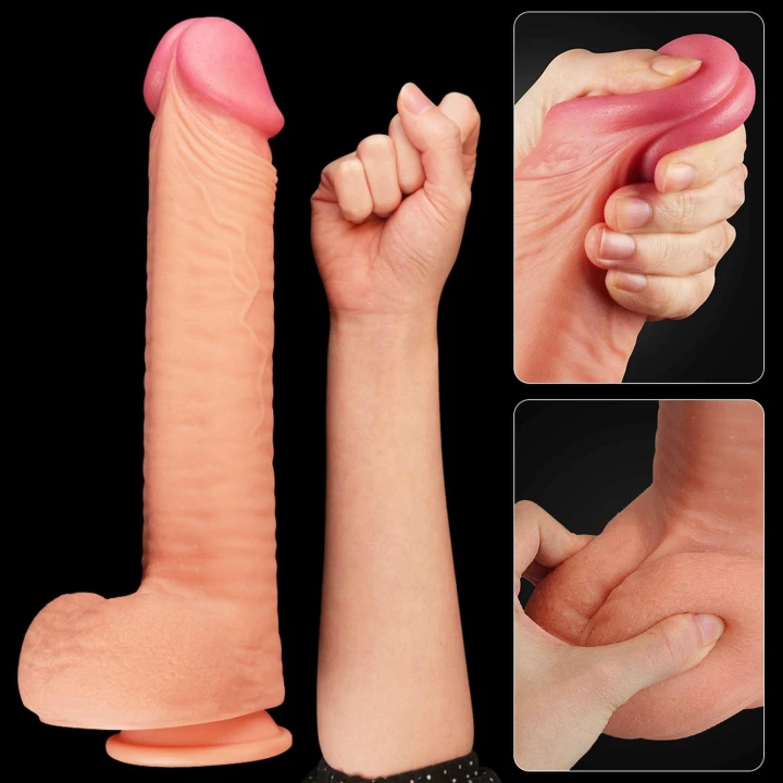Dildo - Dwuwarstwowe Platynowe Silikonowe, 30,5 cm, Hiperrealistyczny Design