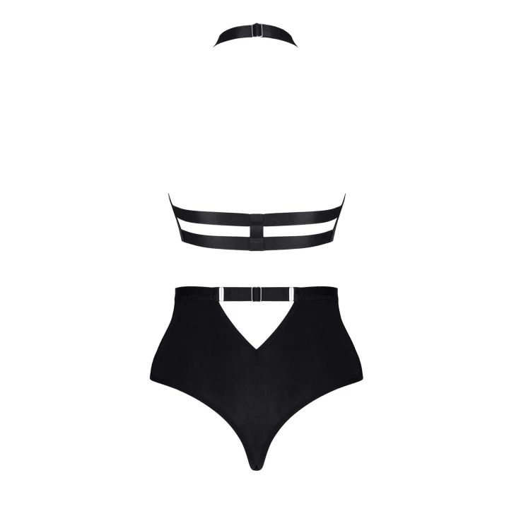 Biustonosz i szorty DEMONIQ Kolekcja Lady X, czarne, koronkowe, wysoki stan