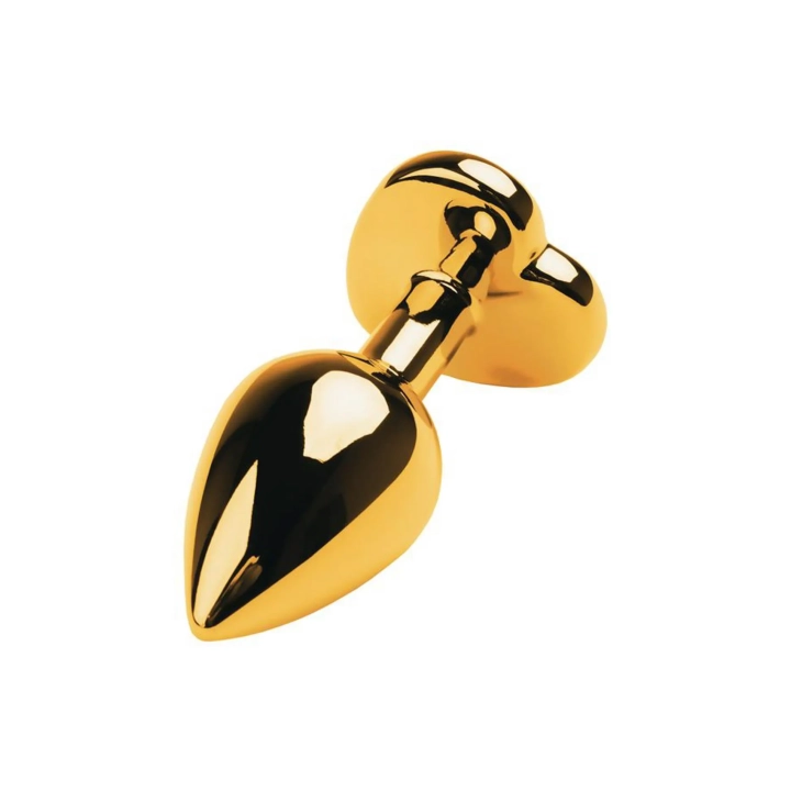 Korek analny złoty z rubinowym kryształem, 7cm, elegancki design