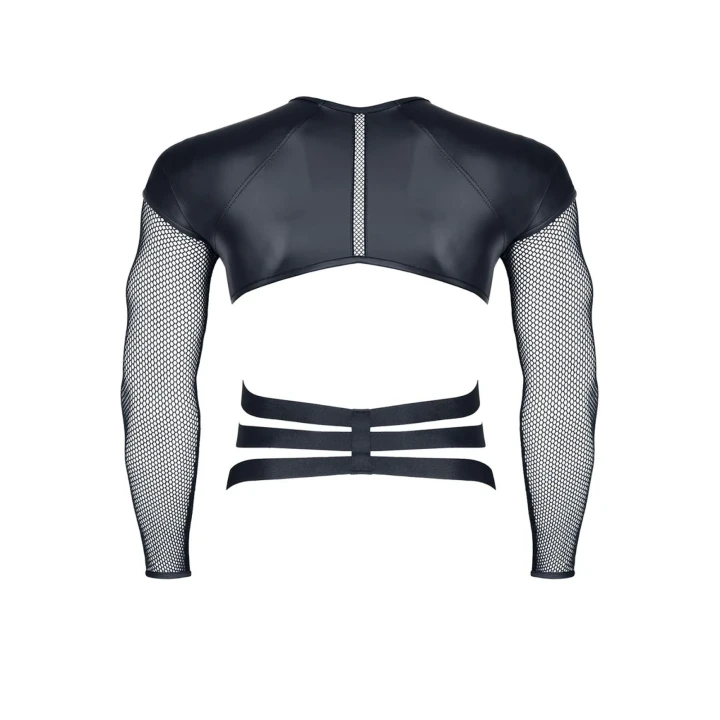 Koszulka męska REGNES FETISH PLANET czarna z ozdobnymi gumkami i pierścieniami