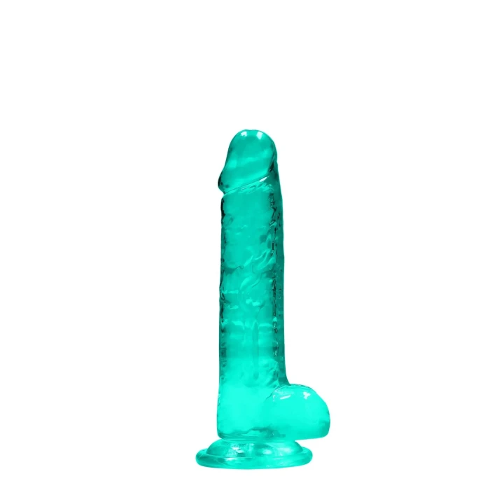 Dildo REALROCK CRYSTAL CLEAR 19 cm, z realistycznymi jądrami, wodoodporny, bez ftalanów