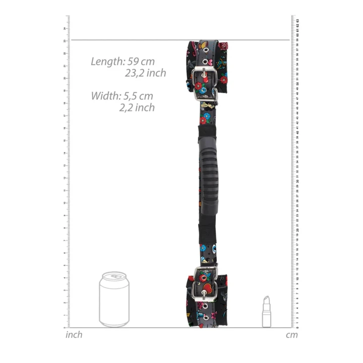 Kajdanki regulowane OUCH! ze skóry, z uchwytem, długość 59cm, średnie bezpieczeństwo