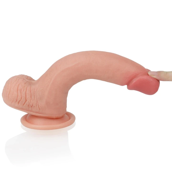 Dildo LoveToy Dual – platynowy silikon, dwuwarstwowe, przyssawka, 20,5 cm
