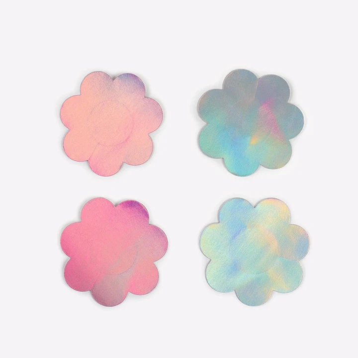 Nakładki na sutki, WOW BOOBS! Kwiatowy kształt, holograficzny materiał, 2 kolory