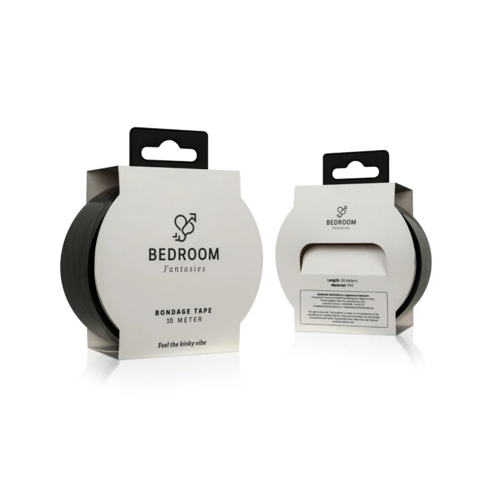 Taśma samoprzylepna Bondage - PVC, 20 m, czarna, delikatna dla ciała