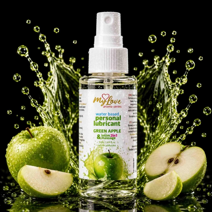 Preparat intymny i do masażu 2w1 MyLove Aroma Series, zielone jabłko, 50 ml