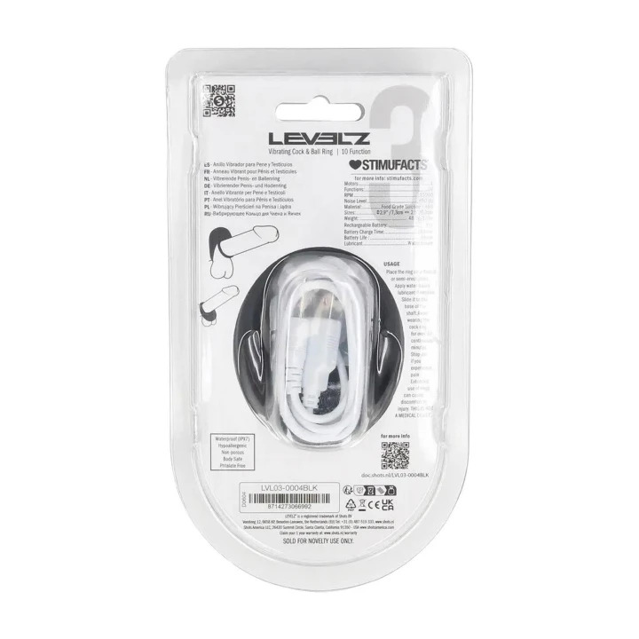 Pierścień erekcyjny wibrujący LEVELZ, silikonowy, czarny, 7,3 cm