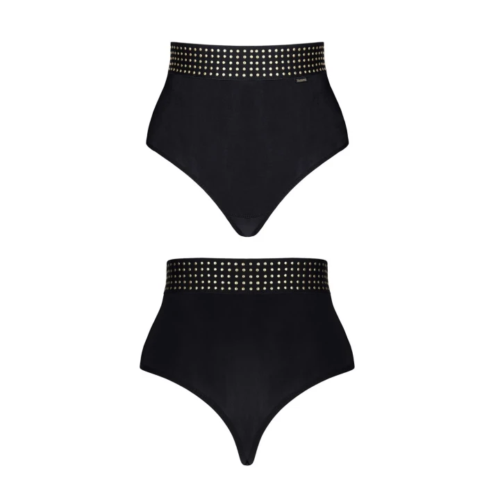 Stringi - DEMONIQ Kolekcja Cash Baby, wysoki stan, elastyczny materiał, czarne, rozmiar S