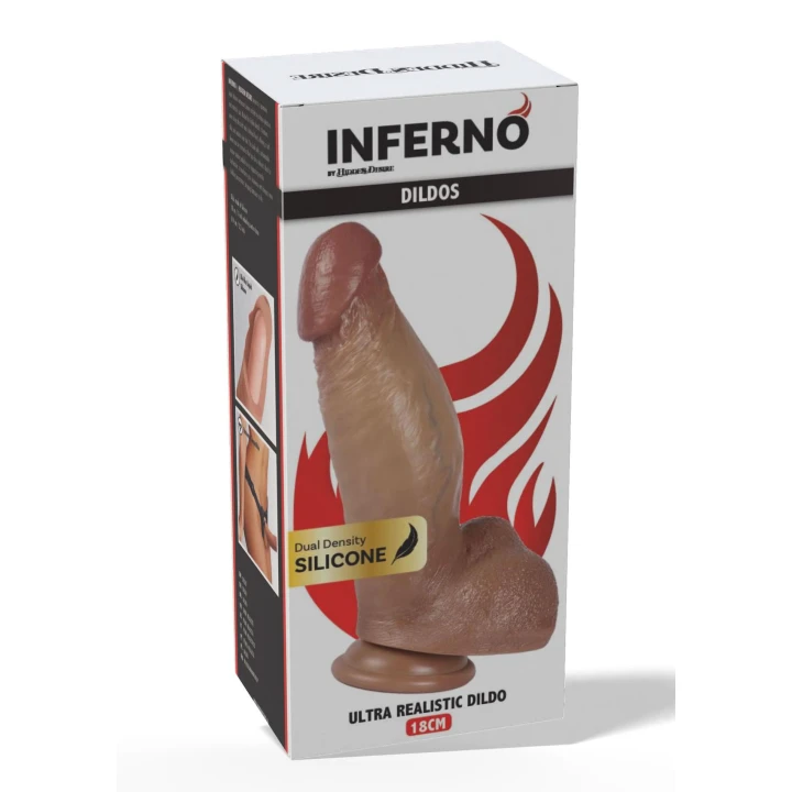Dildo NFERNO HIDDEN DESIRE 20 cm z podwójną gęstością, przyssawka, silikonowy