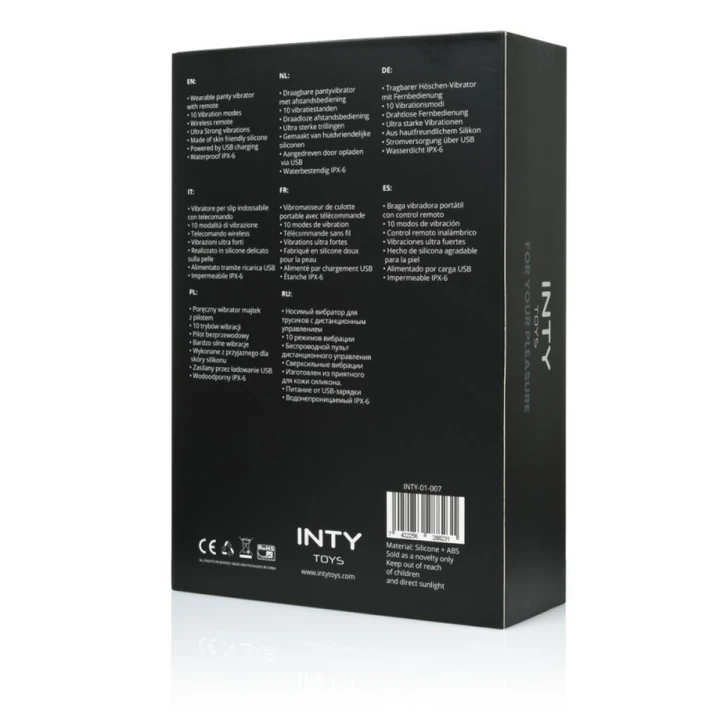 Wibrator do majtek INTY Toys - bezprzewodowy pilot, 10 trybów, wodoodporny