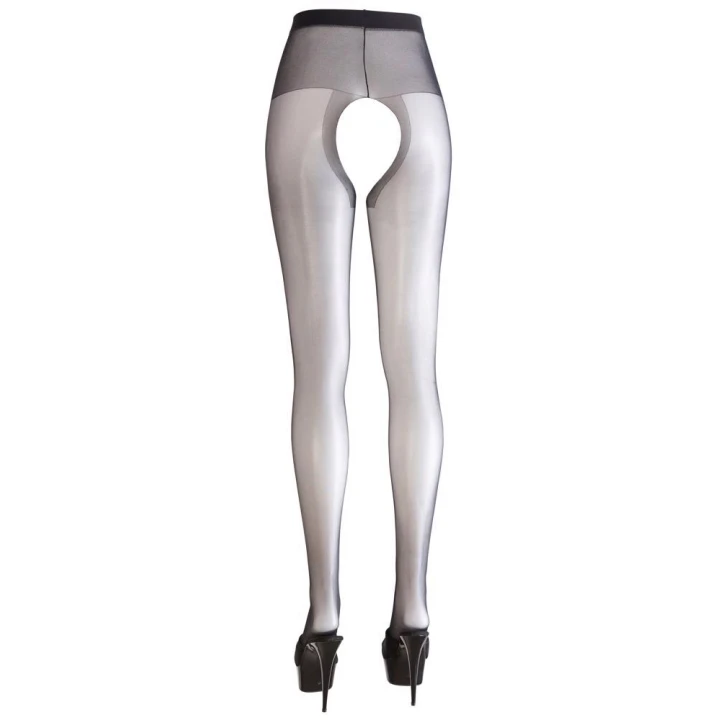 Rajstopy CROTCHLESS COTTELLI LINGERIE - czarne, przezroczyste, elastyczne zapięcie