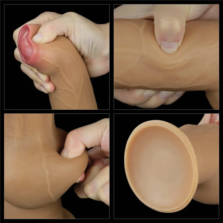 Dildo Love Toy Dual-layerowy silikon, uchwyt, przyssawka 7,9 cm, długość 28 cm