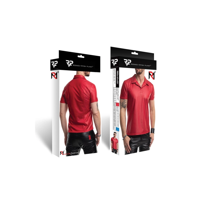 Koszulka polo REGNES FETISH PLANET – wetlook, czerwona, rozmiar XXL