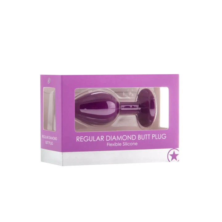 Korek analny - Diamentowy, silikonowy, 3,2 cm średnicy, 7,3 cm długości