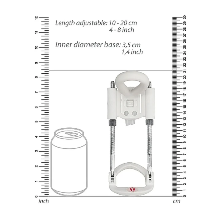 Urządzenie do wydłużania penisa Pumped - Białe, stalowe cylindry, regulowane napięcie