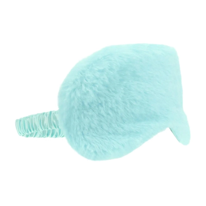 Opaska na oczy Fluffy Series — Pudrowy błękit, miękki plusz, elastyczny pasek